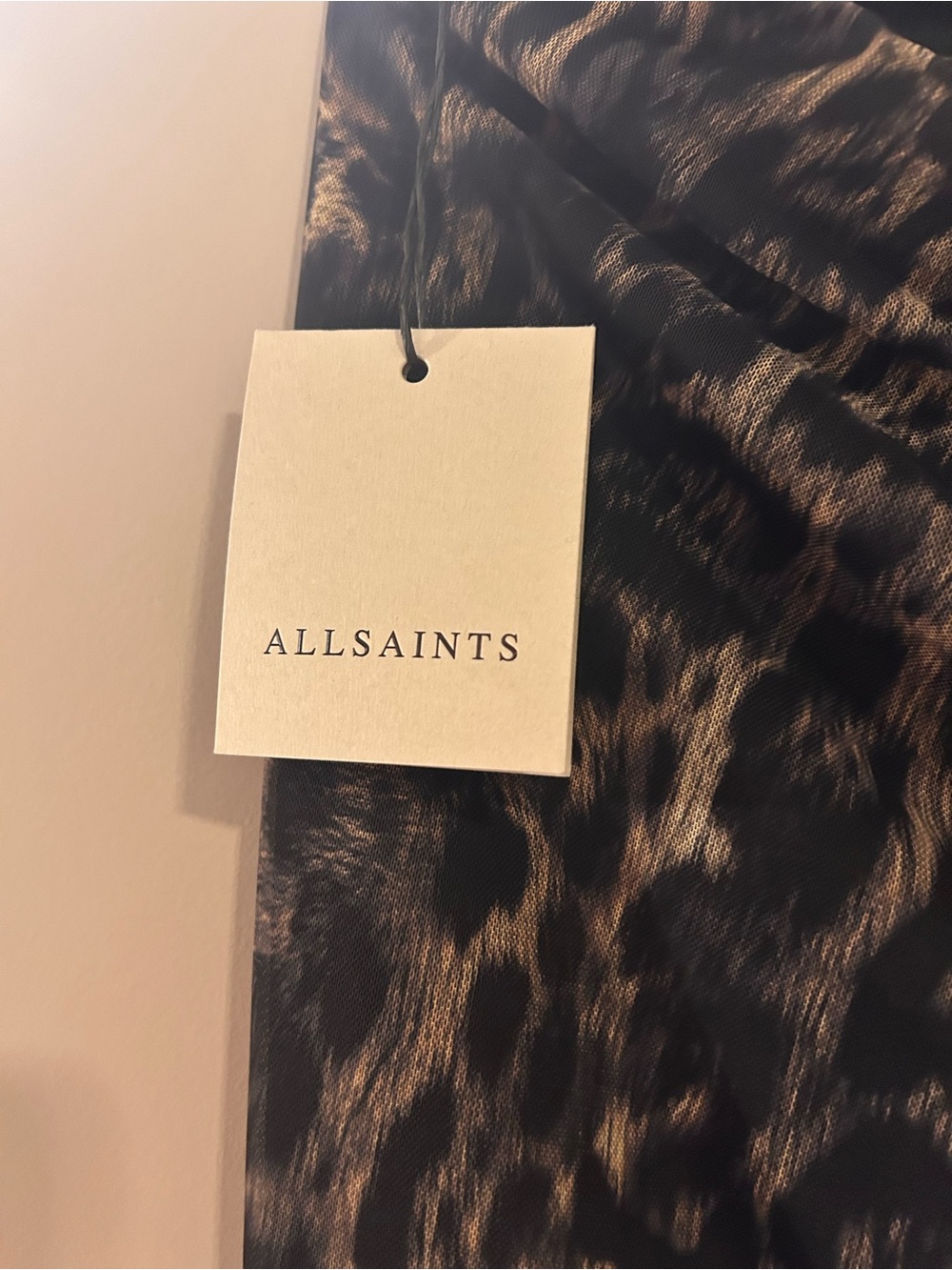 AllSaints Brown and Black Leopard Print Midi Skirt